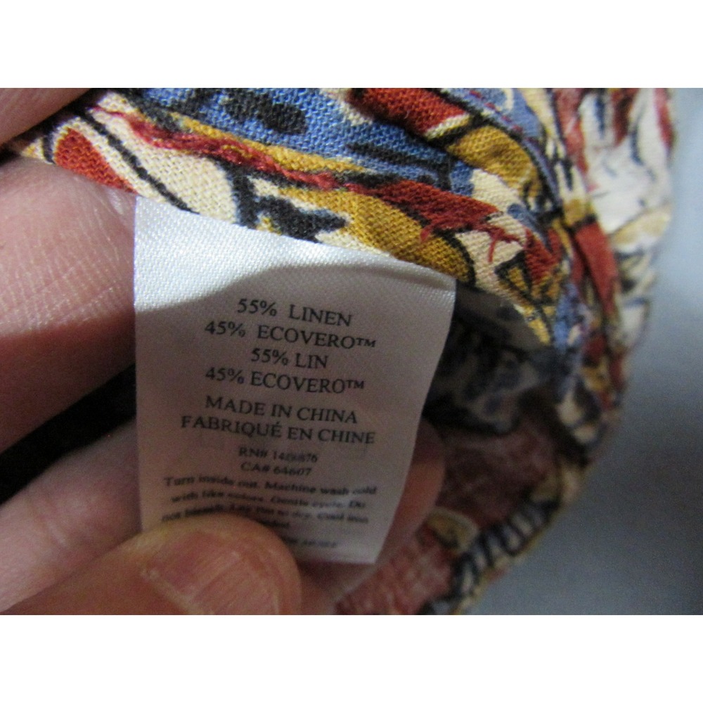Faherty Tank Top Womens Linen Blend Floral Print Red Blue Square Neck Small - Picture 3 of 11